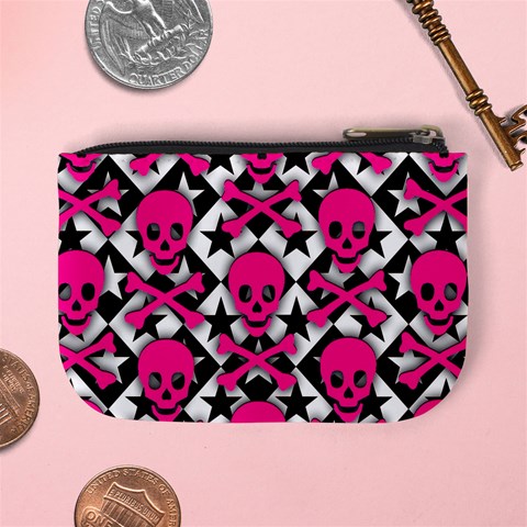 Pink Skulls & Stars Mini Coin Purse from ArtsNow.com Back