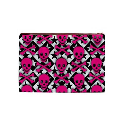 Pink Skulls & Stars Cosmetic Bag (Medium) from ArtsNow.com Front