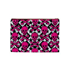 Pink Skulls & Stars Cosmetic Bag (Medium) from ArtsNow.com Front