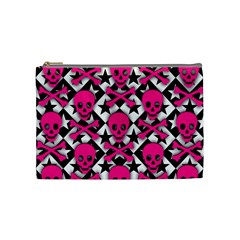 Pink Skulls & Stars Cosmetic Bag (Medium) from ArtsNow.com Front