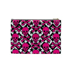 Pink Skulls & Stars Cosmetic Bag (Medium) from ArtsNow.com Back