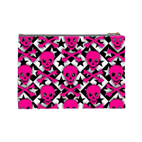 Pink Skulls & Stars Cosmetic Bag (Large) from ArtsNow.com Back