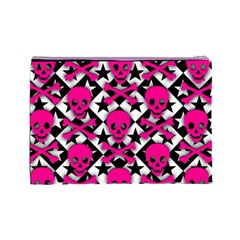 Pink Skulls & Stars Cosmetic Bag (Large) from ArtsNow.com Back