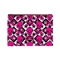 Pink Skulls & Stars Cosmetic Bag (Large) from ArtsNow.com Back