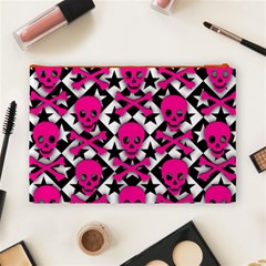 Pink Skulls & Stars Cosmetic Bag (Large) from ArtsNow.com Back