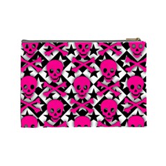 Pink Skulls & Stars Cosmetic Bag (Large) from ArtsNow.com Back