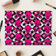 Pink Skulls & Stars Cosmetic Bag (XL) from ArtsNow.com Back