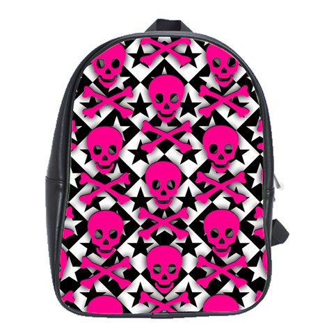 Pink Skulls & Stars School Bag (Large) from ArtsNow.com Front