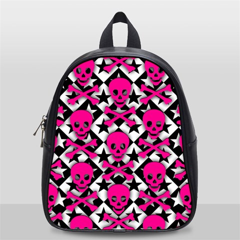 Pink Skulls & Stars School Bag (Small) from ArtsNow.com Front