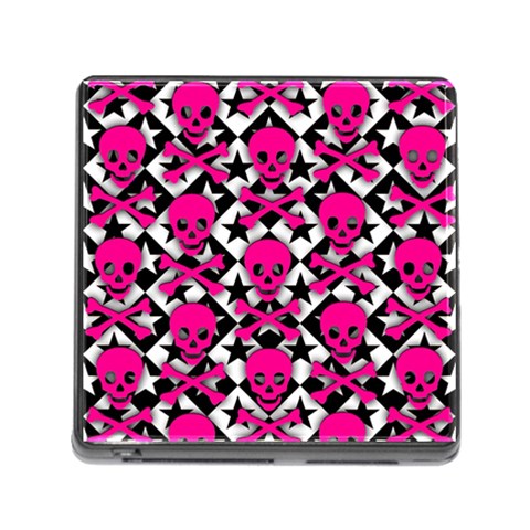 Pink Skulls & Stars Memory Card Reader with Storage (Square) from ArtsNow.com Front