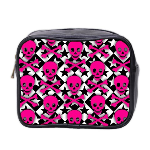 Pink Skulls & Stars Mini Toiletries Bag (Two Sides) from ArtsNow.com Front