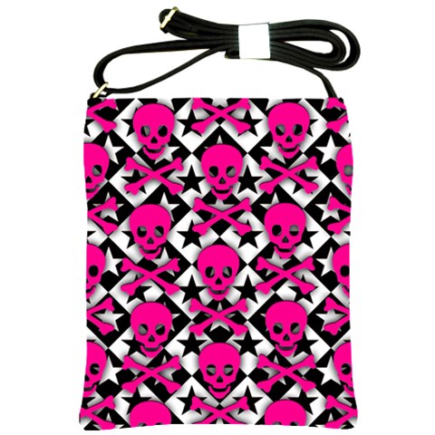 Pink Skulls & Stars Shoulder Sling Bag from ArtsNow.com Front