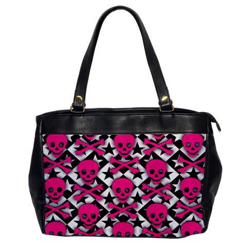 Pink Skulls & Stars Oversize Office Handbag (One Side) from ArtsNow.com Front