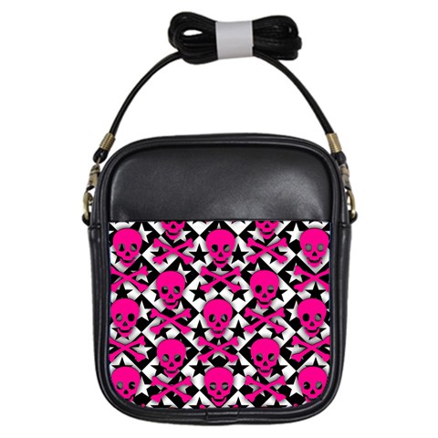 Pink Skulls & Stars Girls Sling Bag from ArtsNow.com Front