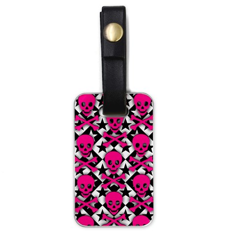 Pink Skulls & Stars Luggage Tag (one side) from ArtsNow.com Front