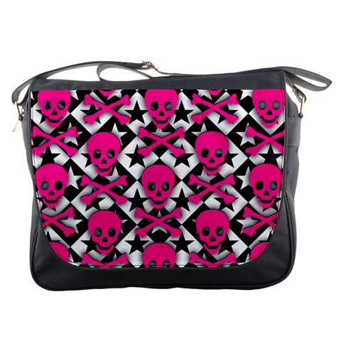 Pink Skulls & Stars Messenger Bag from ArtsNow.com Front