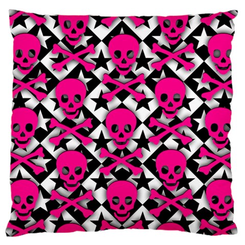 Pink Skulls & Stars Large Cushion Case (Two Sides) from ArtsNow.com Front