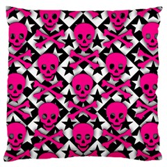 Pink Skulls & Stars Large Cushion Case (Two Sides) from ArtsNow.com Front