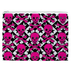 Pink Skulls & Stars Cosmetic Bag (XXL) from ArtsNow.com Front