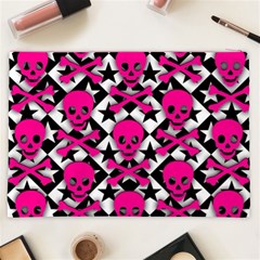 Pink Skulls & Stars Cosmetic Bag (XXL) from ArtsNow.com Back