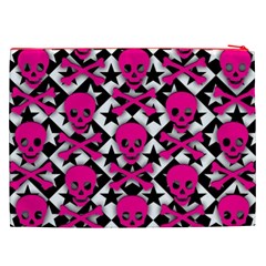 Pink Skulls & Stars Cosmetic Bag (XXL) from ArtsNow.com Back