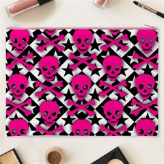 Pink Skulls & Stars Cosmetic Bag (XXXL) from ArtsNow.com Back