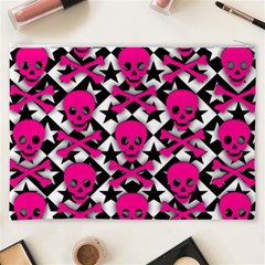 Pink Skulls & Stars Cosmetic Bag (XXXL) from ArtsNow.com Back