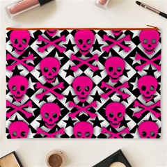 Pink Skulls & Stars Cosmetic Bag (XXXL) from ArtsNow.com Back