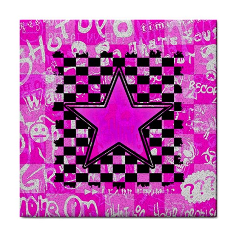 Pink Star Tile Coaster from ArtsNow.com Front