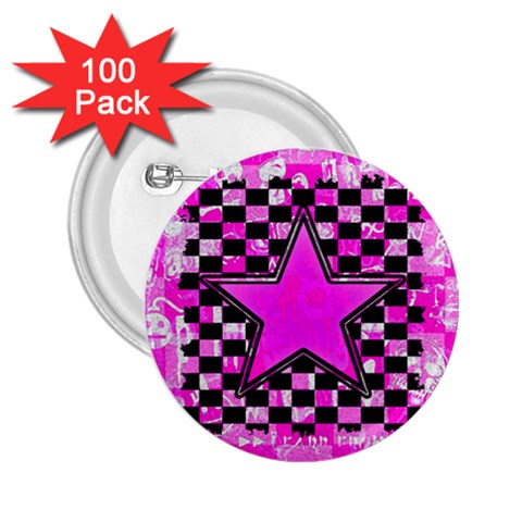 Pink Star 2.25  Button (100 pack) from ArtsNow.com Front