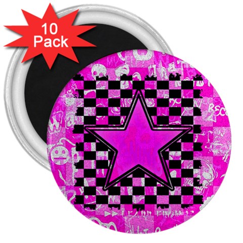 Pink Star 3  Magnet (10 pack) from ArtsNow.com Front