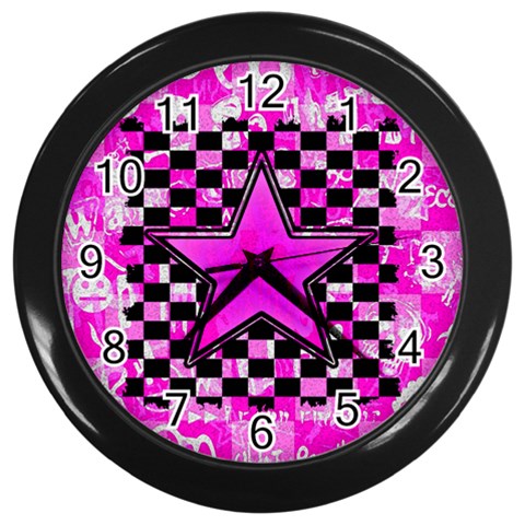 Pink Star Wall Clock (Black) from ArtsNow.com Front