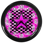 Pink Star Wall Clock (Black)