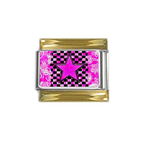 Pink Star Gold Trim Italian Charm (9mm) from ArtsNow.com Front