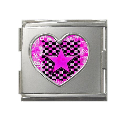 Pink Star Mega Link Heart Italian Charm (18mm) from ArtsNow.com Front