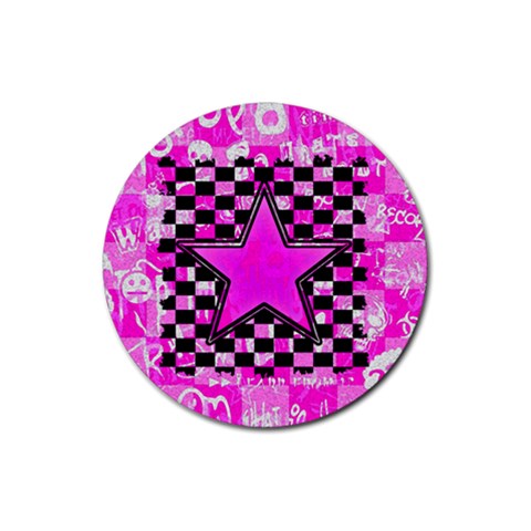 Pink Star Rubber Coaster (Round) from ArtsNow.com Front