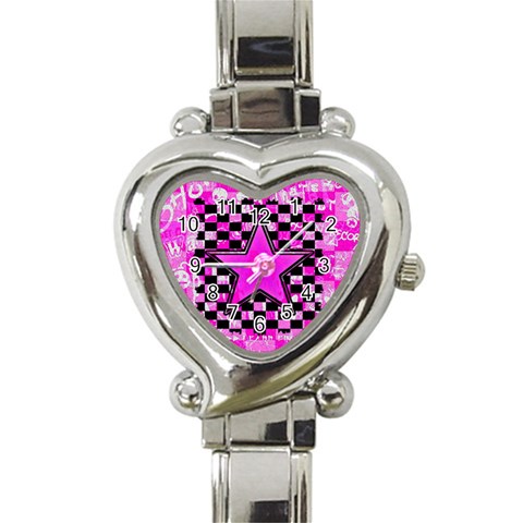 Pink Star Heart Italian Charm Watch from ArtsNow.com Front