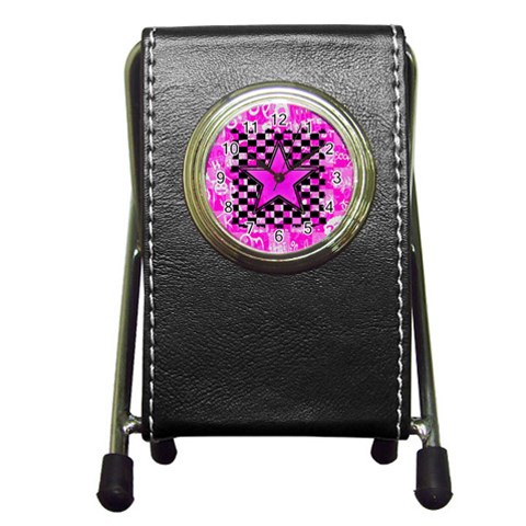 Pink Star Pen Holder Desk Clock from ArtsNow.com Front