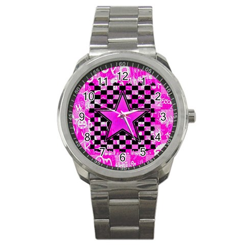 Pink Star Sport Metal Watch from ArtsNow.com Front