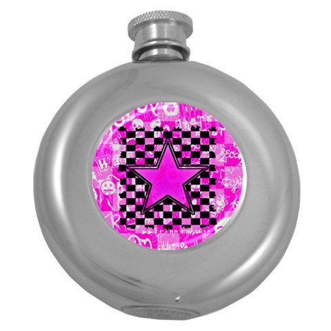 Pink Star Hip Flask (5 oz) from ArtsNow.com Front