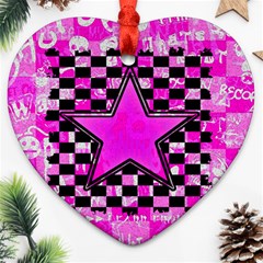 Pink Star Heart Ornament (Two Sides) from ArtsNow.com Front