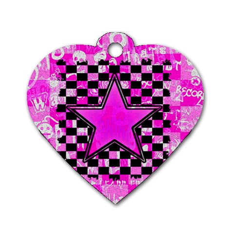 Pink Star Dog Tag Heart (One Side) from ArtsNow.com Front