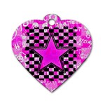 Pink Star Dog Tag Heart (One Side)