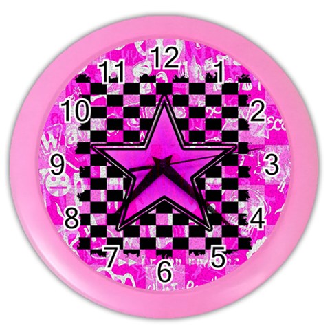 Pink Star Color Wall Clock from ArtsNow.com Front