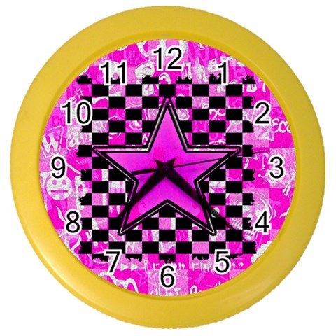 Pink Star Color Wall Clock from ArtsNow.com Front