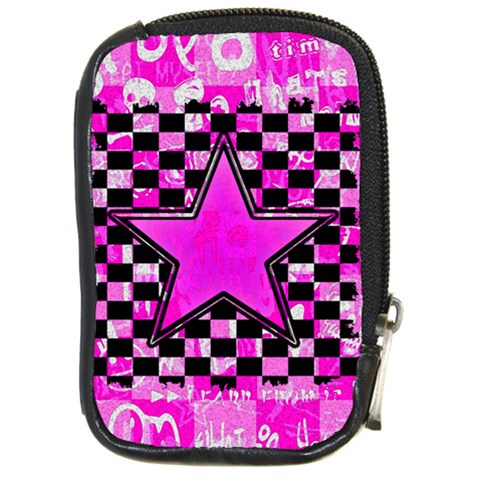 Pink Star Compact Camera Leather Case from ArtsNow.com Front