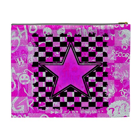 Pink Star Cosmetic Bag (XL) from ArtsNow.com Back