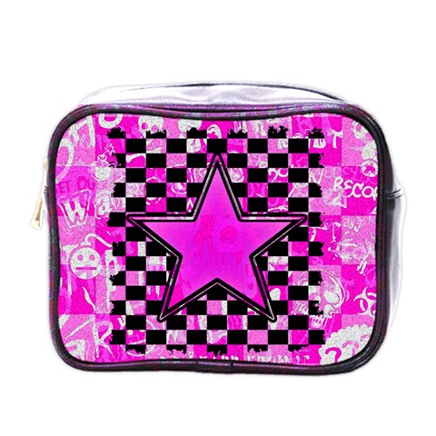 Pink Star Mini Toiletries Bag (One Side) from ArtsNow.com Front