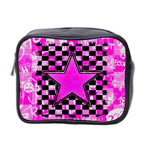 Pink Star Mini Toiletries Bag (Two Sides) from ArtsNow.com Front