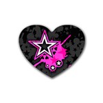 Pink Star Design Rubber Coaster (Heart)